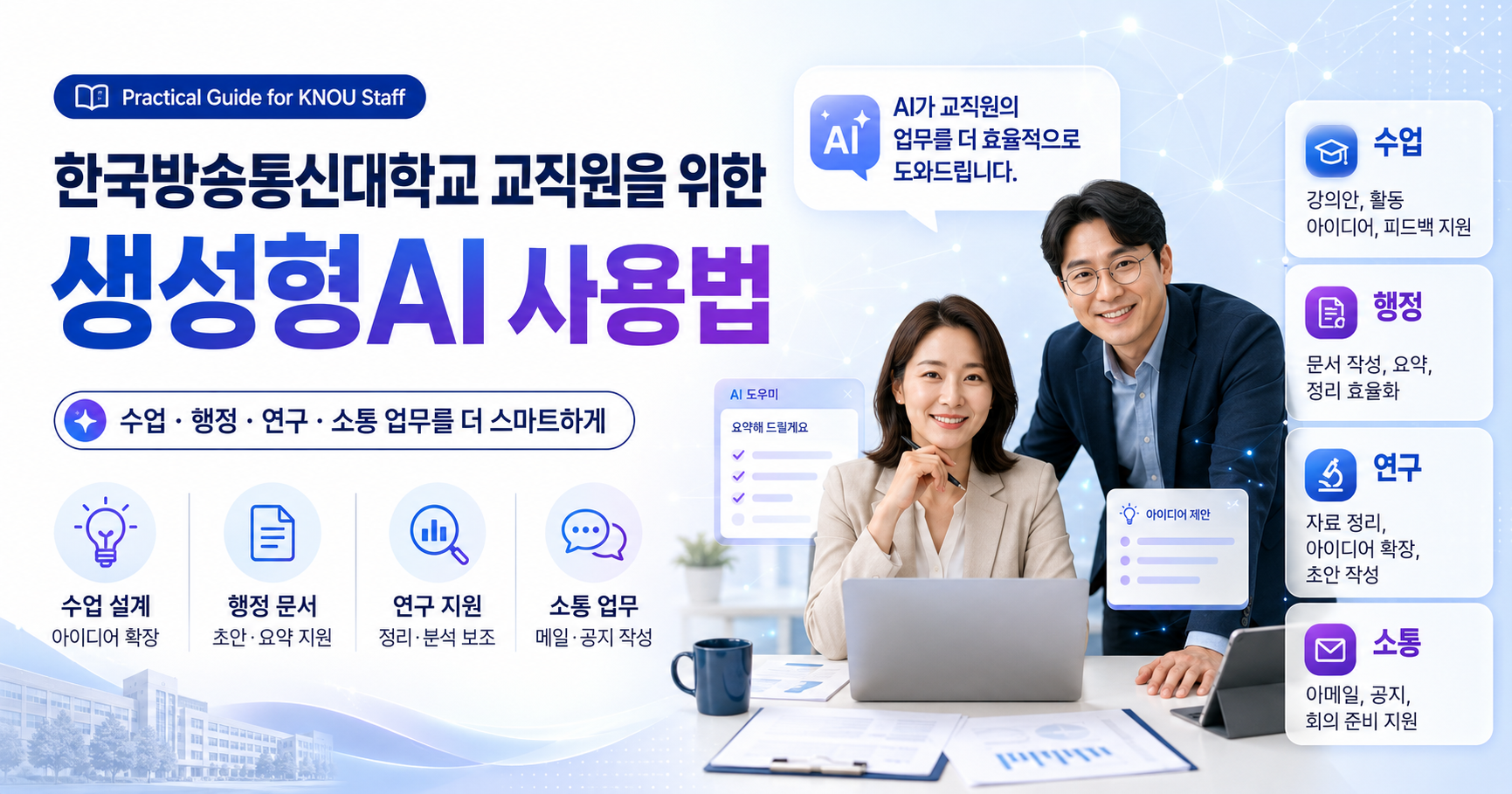 한국방송통신대학교 교직원을 위한 생성형 AI 사용법 — 수업·행정·연구·소통 업무 안내